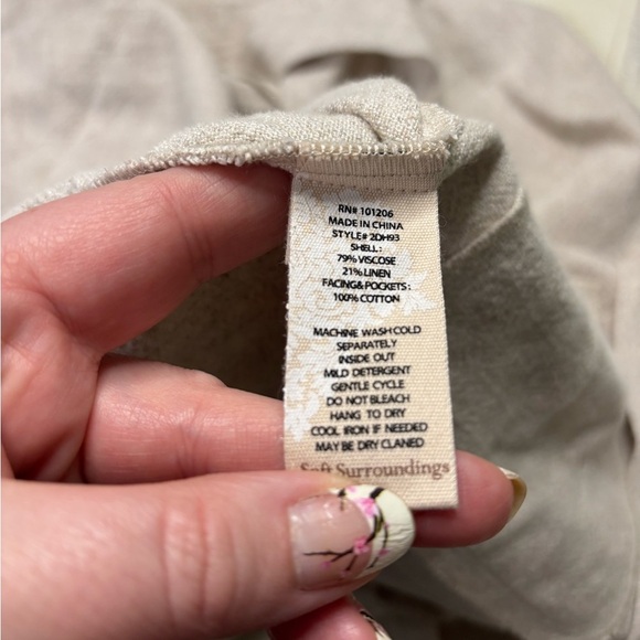 Soft Surroundings Linen Blend Minimalist Single Button Blazer Size XL Lagenlook - Picture 7 of 7